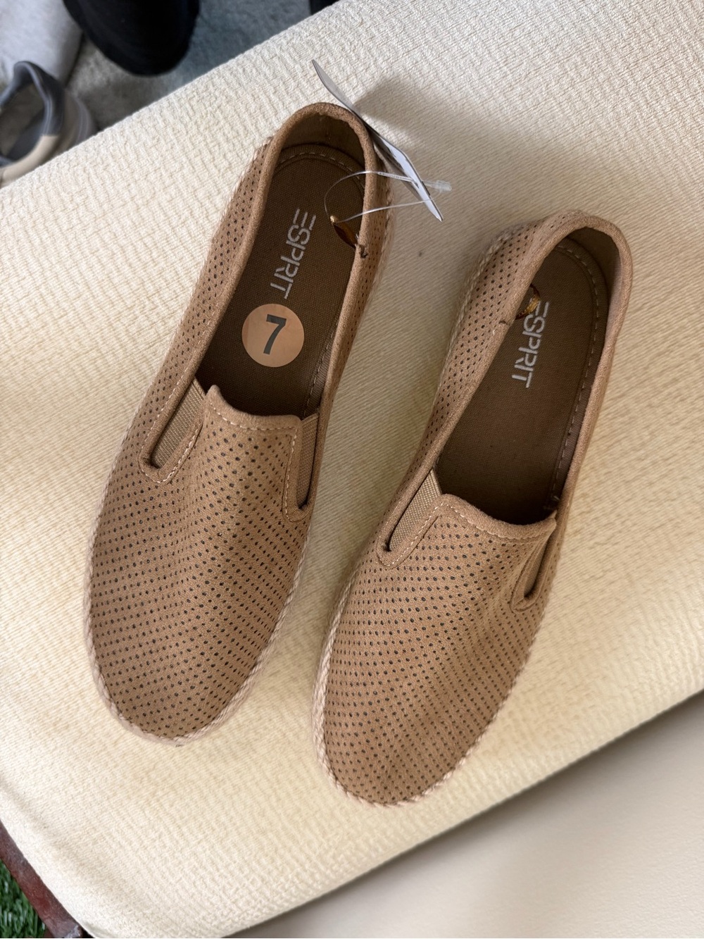 Esprit Women's Perforated Slip-On Loafers in Light Brown
